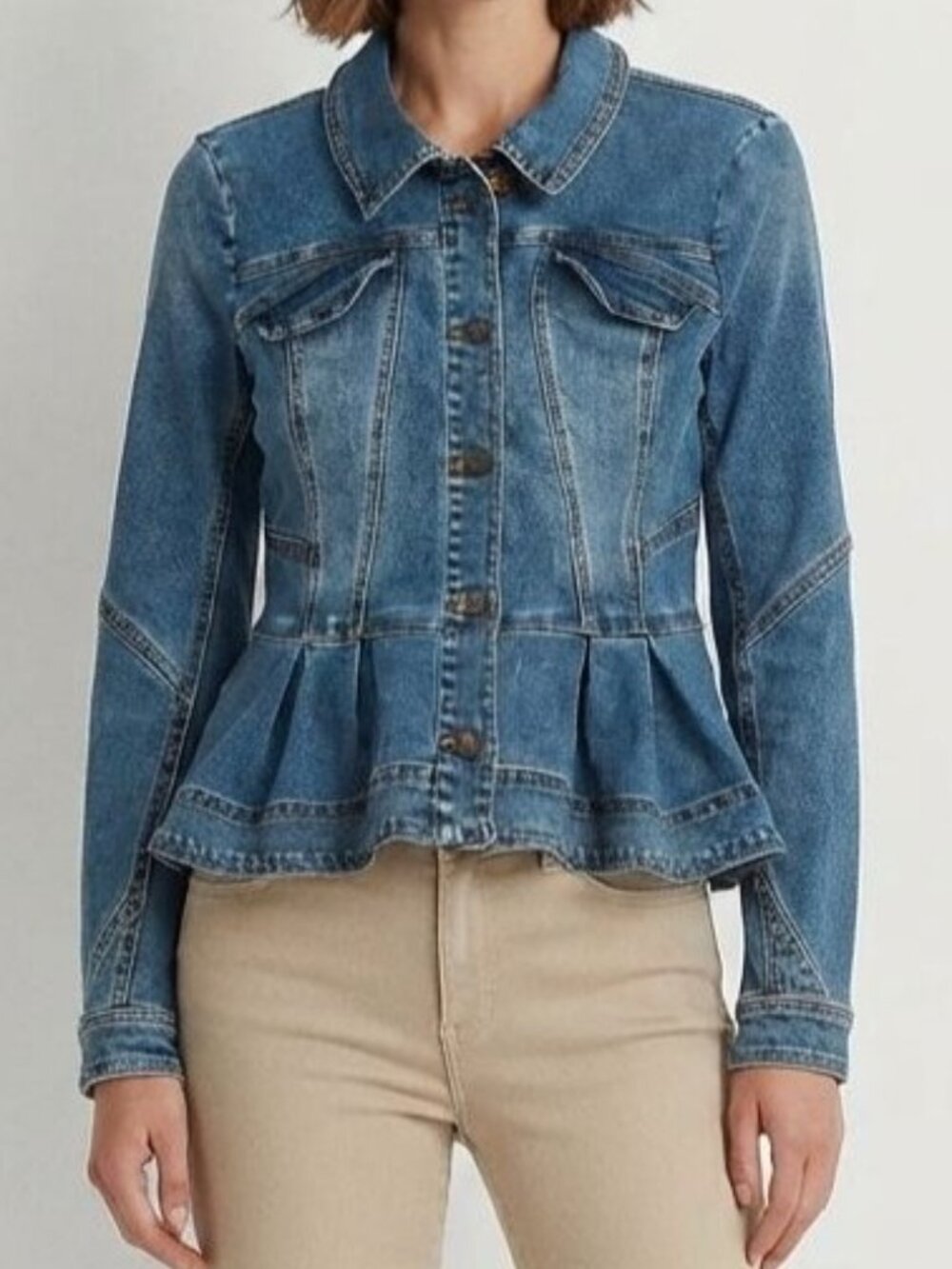 Celebrity Fashion by Hera Collection Denim Peplum Jacket - Size L
